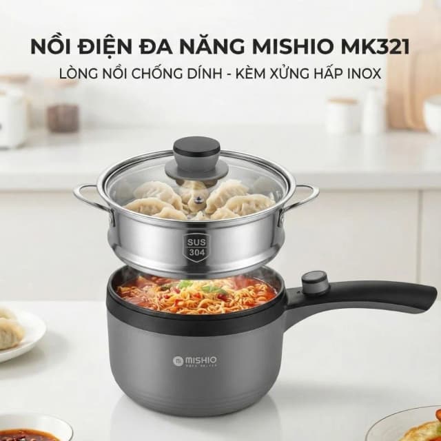 So sánh giá Ca nấu đa năng Mishio MK-321 1.5 lít - Xám rẻ nhất? - Ảnh 3