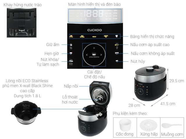 So sánh giá Nồi cơm áp suất cao tần Cuckoo 1.8 lít CRP-LHTR1009F/BKSIVNCV rẻ nhất? - Ảnh 17