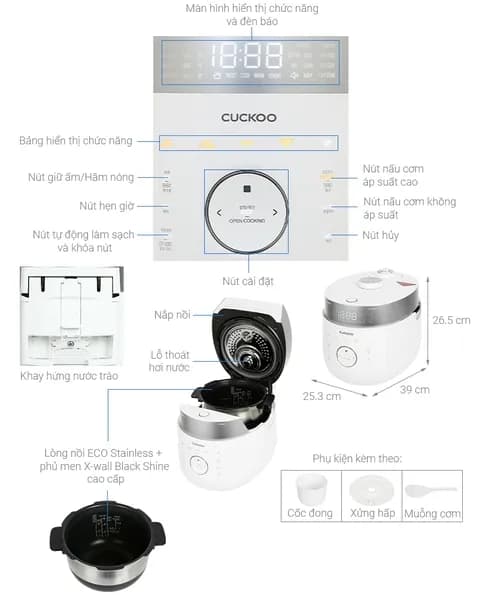 So sánh giá Nồi cơm áp suất cao tần Cuckoo 1.08 lít CRP-LHTR0609F/WHSIVNCV rẻ nhất? - Ảnh 8