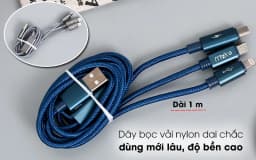 Cáp sạc và truyền dữ liệu 3 đầu USB-A - Type-C Lightning Micro USB 15W 1m eValu Spanker B 2 - Giá rẻ nhất hôm nay - Ảnh 2