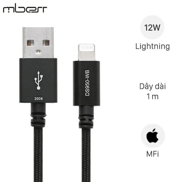 Cáp sạc và truyền dữ liệu USB-A - Lightning 12W 1m Mbest DS950-WB - Ảnh 12