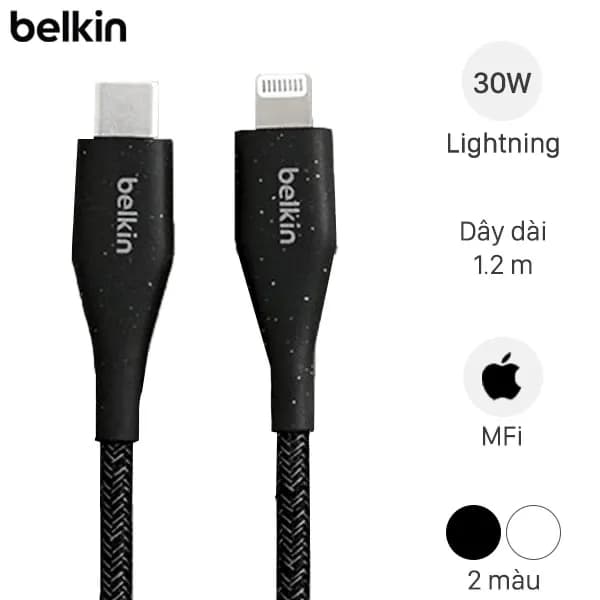 Cáp Type C - Lightning MFI 1.2m Belkin Duratex Plus F8J243 - Ảnh 9