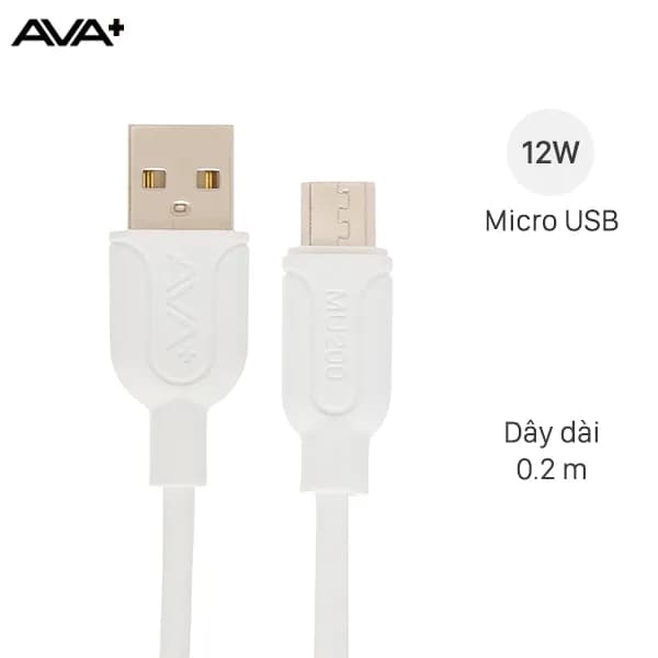 Cáp sạc và truyền dữ liệu USB-A - Micro USB 12W 0.2m AVA+ MU200 - Giá rẻ nhất hôm nay - Ảnh 1