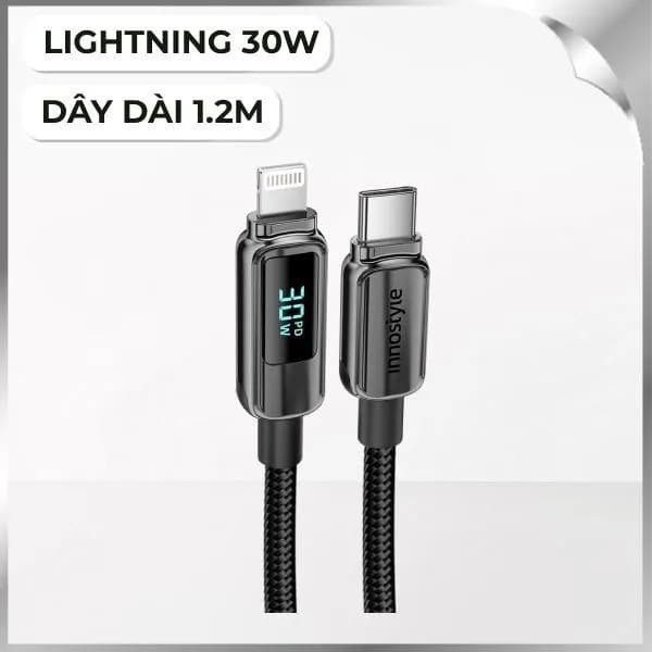 Cáp sạc nhanh và truyền dữ liệu Type-C - Lightning 30W 1.2m Innostyle DP-CL301BLK - Giá rẻ nhất hôm nay - Ảnh 1