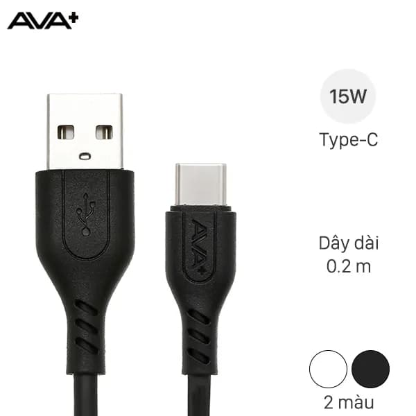 Cáp sạc và truyền dữ liệu USB-A - Type-C 15W 0.2m AVA+ DS06C - Giá rẻ nhất hôm nay - Ảnh 1