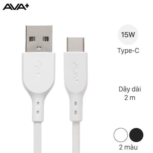Cáp sạc và truyền dữ liệu USB-A - Type-C 15W 2m AVA+ DS08C - Giá rẻ nhất hôm nay - Ảnh 1