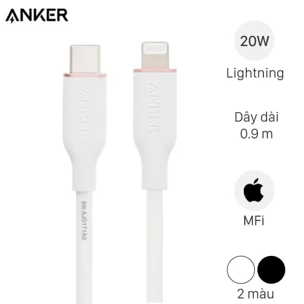 Cáp sạc nhanh và truyền dữ liệu Type-C - Lightning 20W 0.9m Anker PowerLine III Flow A8662 - Giá rẻ nhất hôm nay - Ảnh 1
