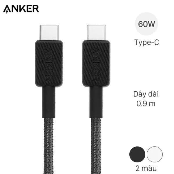 Cáp sạc nhanh và truyền dữ liệu Type-C - Type-C 60W 0.9m Anker 322 A81F5 - Giá rẻ nhất hôm nay - Ảnh 1