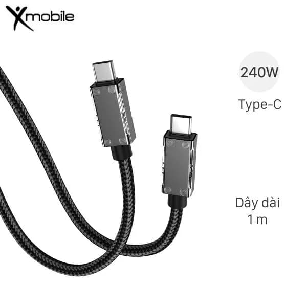 Cáp sạc nhanh Type-C - Type-C 240W 1m Xmobile CS234 - Giá rẻ nhất hôm nay - Ảnh 1