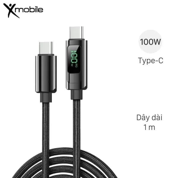 Cáp sạc nhanh Type C - Type C 100W 1m Xmobile LED CS96 - Giá rẻ nhất hôm nay - Ảnh 1