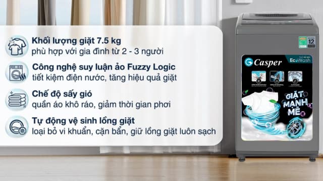So sánh giá Máy giặt Casper 7.5 kg WT-75NG1 rẻ nhất? - Ảnh 2