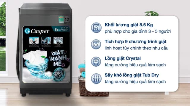 So sánh giá Máy giặt Casper 8.5 kg WT-85NG1 rẻ nhất? - Ảnh 2