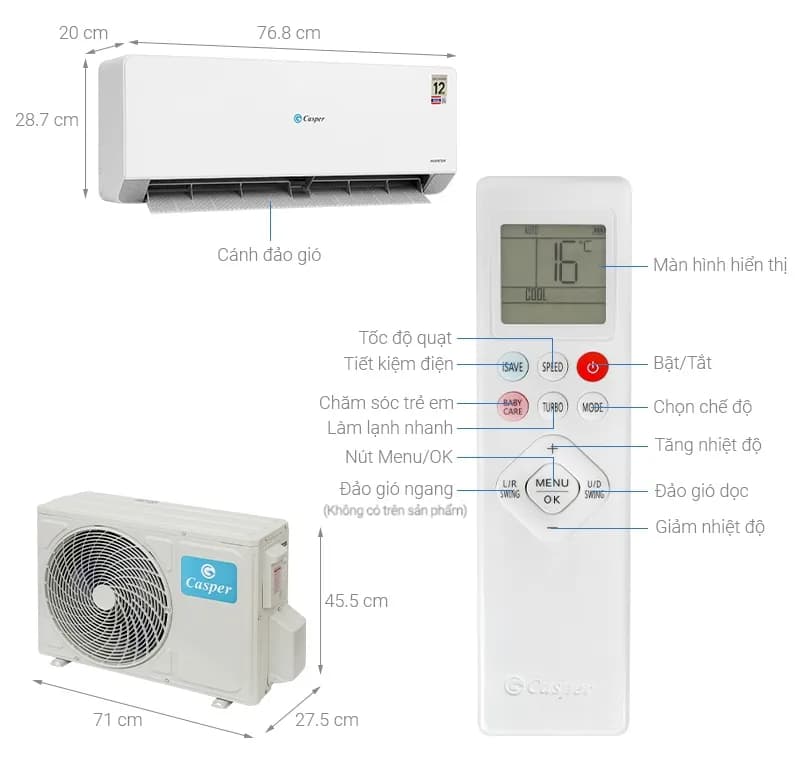 Máy lạnh Casper Inverter 1 HP QC-09IU36A - Giá rẻ nhất hôm nay - Ảnh 4