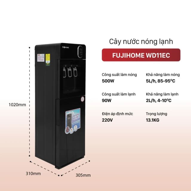 Cây nước nóng lạnh FUJIHOME WD11EC 590W - Ảnh 2