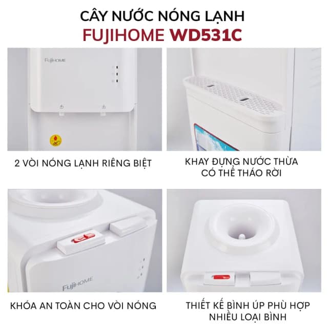 So sánh giá Cây nước nóng lạnh FUJIHOME WD531C 505W rẻ nhất? - Ảnh 3