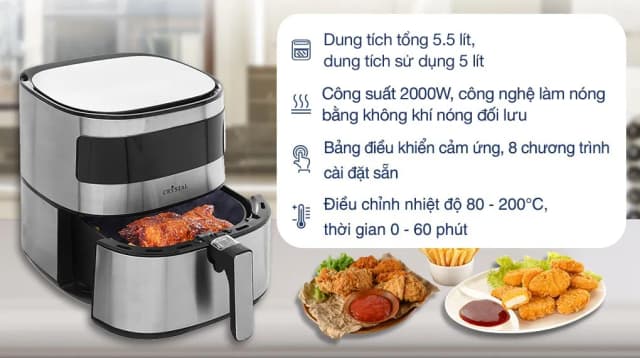 Nồi chiên không dầu Crystal 5.5 lít BF525 - Ảnh 11