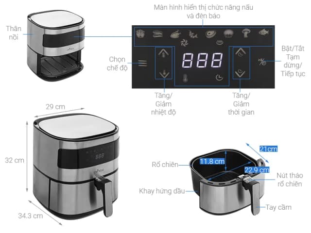 So sánh giá Nồi chiên không dầu Crystal 5.5 lít BF525 rẻ nhất? - Ảnh 4