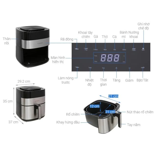 So sánh giá Nồi chiên không dầu Cuckoo 5.5 lít CAF-G0510T rẻ nhất? - Ảnh 5