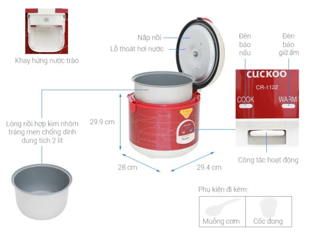 So sánh giá Nồi cơm nắp gài Cuckoo 2 lít CR-1122 rẻ nhất? - Ảnh 16