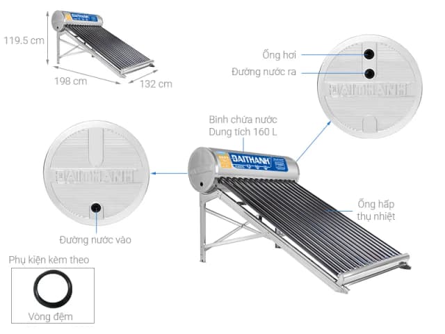 So sánh giá Máy nước nóng năng lượng mặt trời Đại Thành 160 lít Classic 58-15 rẻ nhất? - Ảnh 5