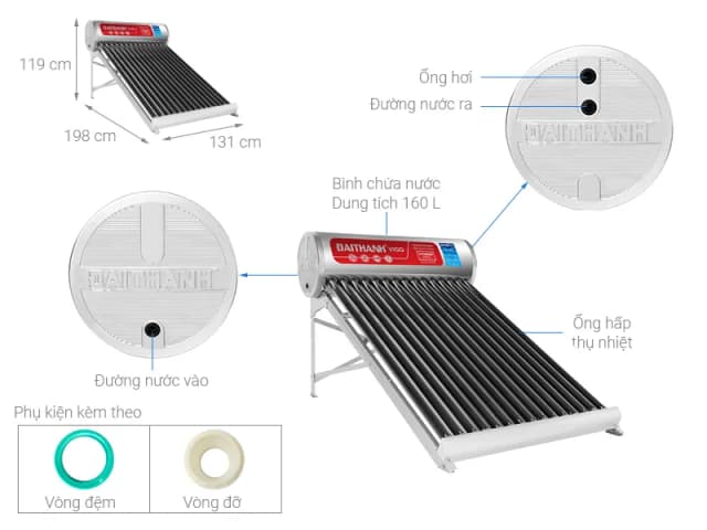 So sánh giá Máy nước nóng năng lượng mặt trời Đại Thành 160 lít Vigo 58-15 rẻ nhất? - Ảnh 7