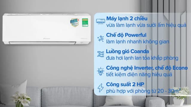 So sánh giá Máy lạnh 2 chiều Daikin Inverter 2 HP FTHF50VAVMV rẻ nhất? - Ảnh 2
