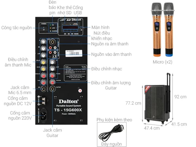 So sánh giá Loa kéo Karaoke Dalton TS-15G600X 600W rẻ nhất? - Ảnh 3
