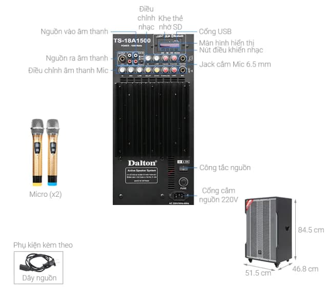 So sánh giá Loa điện karaoke Dalton TS - 18A1500 1200W rẻ nhất? - Ảnh 3