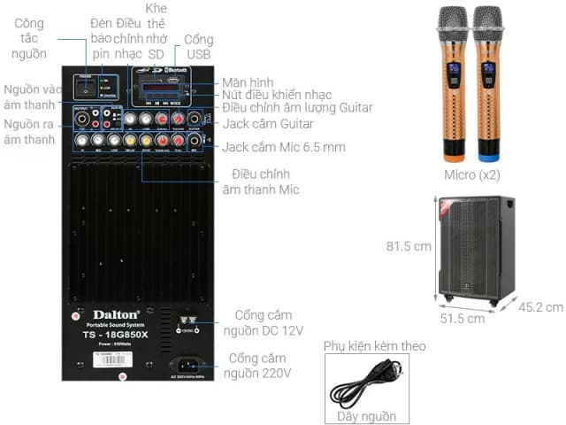 So sánh giá Loa kéo karaoke Dalton TS-18G850X 850W rẻ nhất? - Ảnh 3