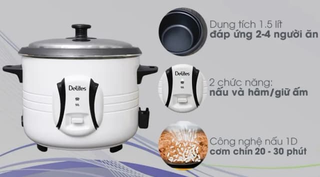 So sánh giá Nồi cơm nắp rời Delites 1.5 lít NCR1502 rẻ nhất? - Ảnh 3