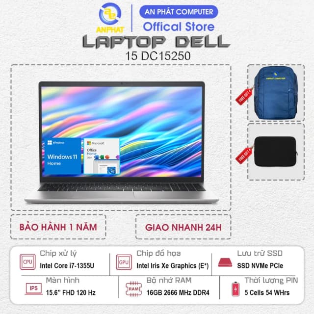 Top 1 so sánh giá Laptop Dell 15 DC15250 - CPH991 (i7 1355U, 16GB, 1TB, Full HD 120Hz, OfficeHS24+365, Win11) - Tìm sản phẩm giá rẻ nhất - Ảnh 9
