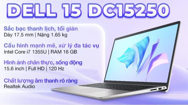 Laptop Dell 15 DC15250 - DC5I7748W1 (i7 1355U, 16GB, 512GB, Full HD 120Hz, OfficeH24+365, Win11) - 3