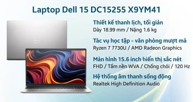 Top 1 so sánh giá Laptop Dell 15 DC15255 - X9YM41 (R7 7730U, 16GB, 1TB, Full HD 120Hz, OfficeH24+365B, Win11) - Tìm sản phẩm giá rẻ nhất - Ảnh 11