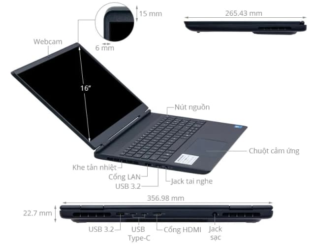 Laptop Dell Gaming Alienware 16 Aurora AC16250 - 71072939 (Core 5 210H, 16GB, 512GB, RTX 3050 6GB, WQXGA 120Hz, OfficeH24+365, Win11) - 4