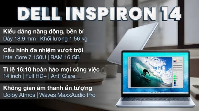 Laptop Dell Inspiron 14 5440 - 7FN5J (Core 7 150U, 16GB, 1TB, Full HD+, OfficeHS, Win11) - 3