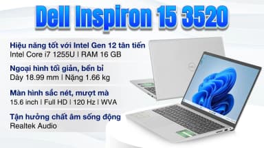 Laptop Dell Inspiron 15 3520 - 71069748 (i7 1255U, 16GB, 512GB, Full HD 120Hz, OfficeH24+365, Win11) - 16