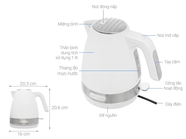 So sánh giá Bình đun siêu tốc Delonghi 1 lít KBLA2000.W rẻ nhất? - Ảnh 8