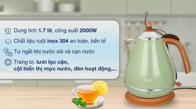 So sánh giá Bình đun siêu tốc Delonghi 1.7 lít KBOV2001.GR rẻ nhất? - Ảnh 2
