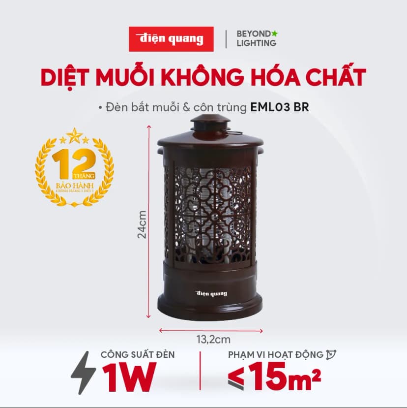 So sánh giá Đèn bắt muỗi Điện Quang ĐQ EML03 BR - Tìm sản phẩm giá rẻ nhất - Ảnh 2