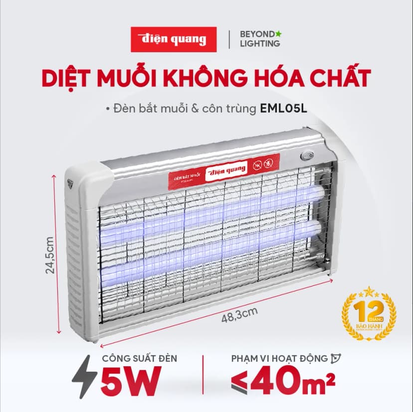 Đèn bắt muỗi Điện Quang ĐQ EML05L - Giá rẻ nhất hôm nay - Ảnh 3