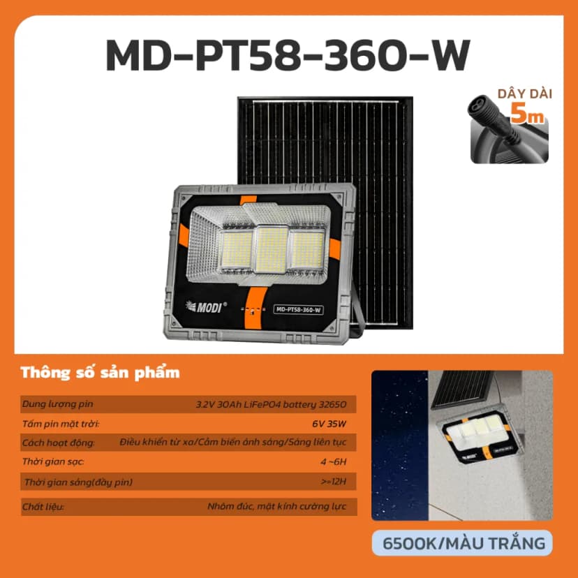 So sánh giá Đèn pha năng lượng mặt trời nhôm Modi MD-PT58-240-W - Tìm sản phẩm giá rẻ nhất - Ảnh 9