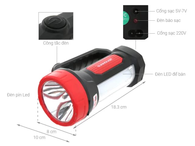 So sánh giá Đèn pin sạc đa năng Sunhouse SHE - 8100 rẻ nhất? - Ảnh 2
