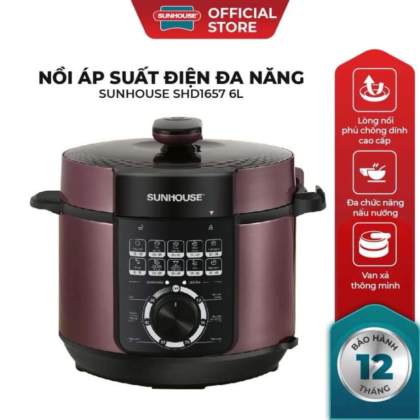 Nồi áp suất điện Sunhouse SHD1657 6 lít - Giá rẻ nhất hôm nay - Ảnh 12