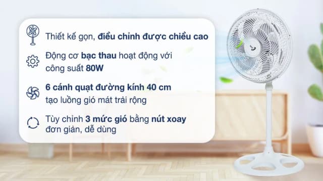 Quạt đứng Asia 6 cánh VY639990 80W - Ảnh 12