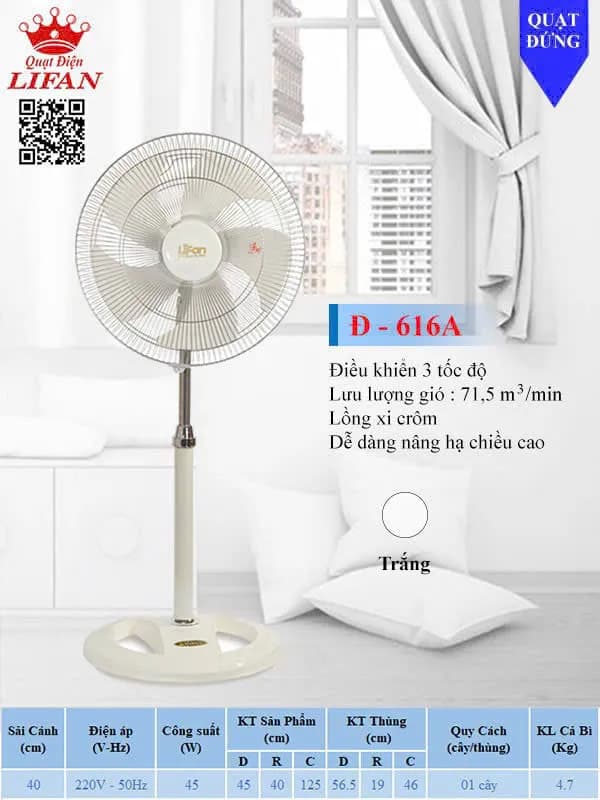 So sánh giá Quạt đứng Lifan 5 cánh Đ-616A 45W rẻ nhất? - Ảnh 13