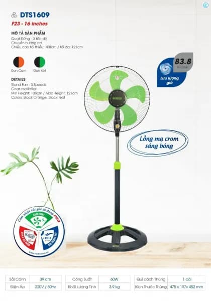 So sánh giá Quạt đứng Senko 5 cánh DTS1609 60W rẻ nhất? - Ảnh 18