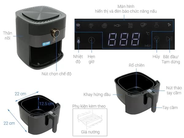 So sánh giá Nồi chiên không dầu Electrolux 5 lít E6AF1-520K rẻ nhất? - Ảnh 5