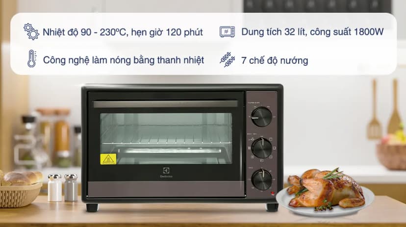 Lò nướng Electrolux EOT3218XG 32 lít - Giá rẻ nhất hôm nay - Ảnh 5
