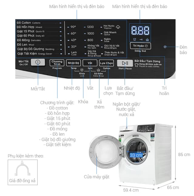 So sánh giá Máy giặt Electrolux UltimateCare 100 Inverter 9 kg EWF9025DQWB rẻ nhất? - Ảnh 2