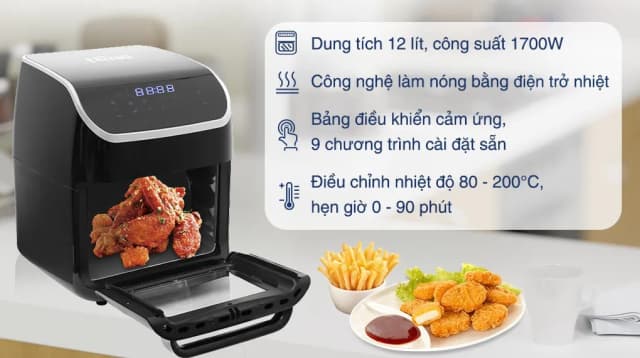 Lò chiên không dầu Ferroli 12 lít FAF-12D - Ảnh 12